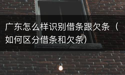广东怎么样识别借条跟欠条（如何区分借条和欠条）