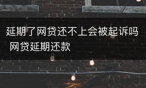 延期了网贷还不上会被起诉吗 网贷延期还款