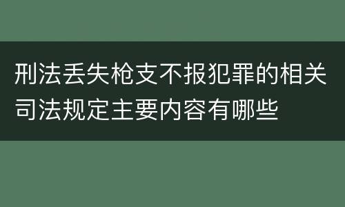 刑法丢失枪支不报犯罪的相关司法规定主要内容有哪些