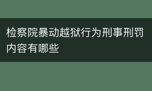 检察院暴动越狱行为刑事刑罚内容有哪些