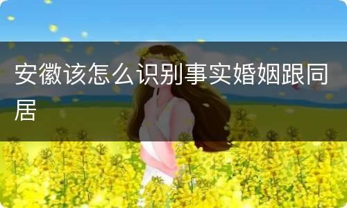 安徽该怎么识别事实婚姻跟同居