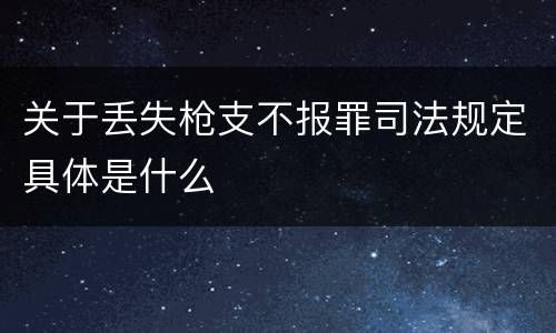 关于丢失枪支不报罪司法规定具体是什么