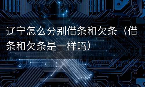 辽宁怎么分别借条和欠条（借条和欠条是一样吗）