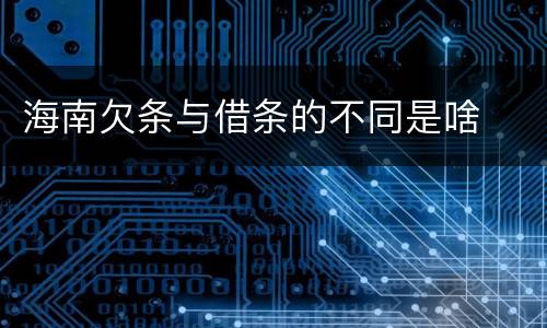 海南欠条与借条的不同是啥