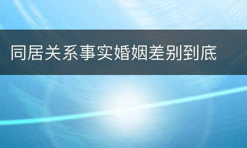 同居关系事实婚姻差别到底