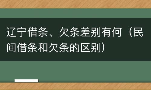 辽宁借条、欠条差别有何（民间借条和欠条的区别）