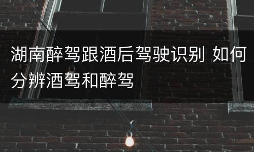 湖南醉驾跟酒后驾驶识别 如何分辨酒驾和醉驾