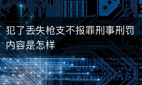 犯了丢失枪支不报罪刑事刑罚内容是怎样
