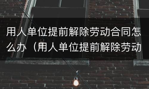 用人单位提前解除劳动合同怎么办（用人单位提前解除劳动合同怎么办）