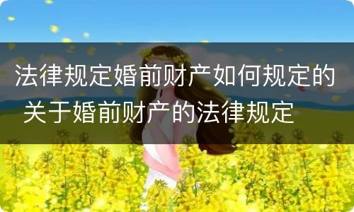 法律规定婚前财产如何规定的 关于婚前财产的法律规定