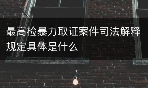 最高检暴力取证案件司法解释规定具体是什么