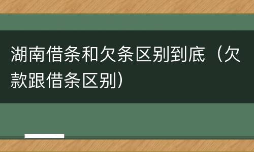 湖南借条和欠条区别到底（欠款跟借条区别）