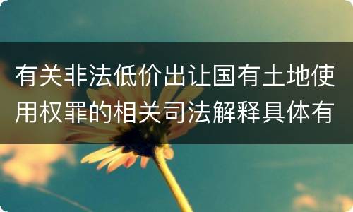 有关非法低价出让国有土地使用权罪的相关司法解释具体有哪些主要内容