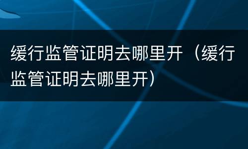 缓行监管证明去哪里开（缓行监管证明去哪里开）