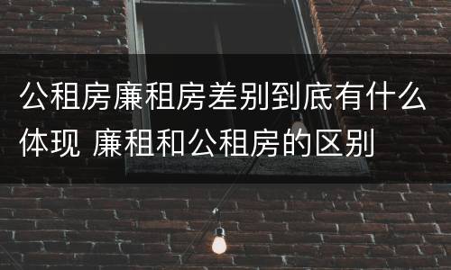 公租房廉租房差别到底有什么体现 廉租和公租房的区别