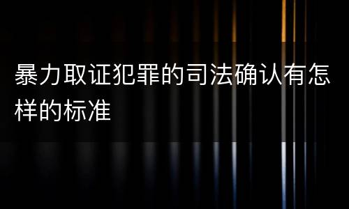 暴力取证犯罪的司法确认有怎样的标准