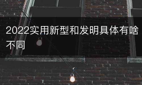 2022实用新型和发明具体有啥不同