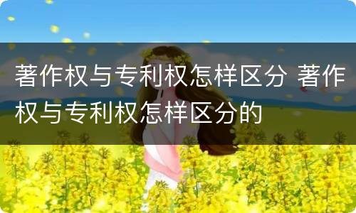 著作权与专利权怎样区分 著作权与专利权怎样区分的