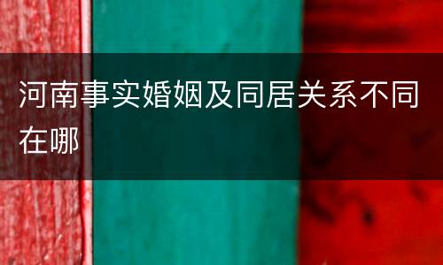 河南事实婚姻及同居关系不同在哪