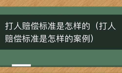 打人赔偿标准是怎样的（打人赔偿标准是怎样的案例）