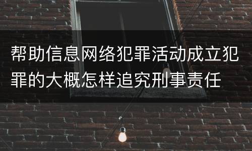 帮助信息网络犯罪活动成立犯罪的大概怎样追究刑事责任