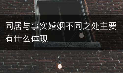同居与事实婚姻不同之处主要有什么体现