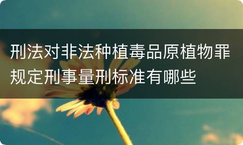 刑法对非法种植毒品原植物罪规定刑事量刑标准有哪些