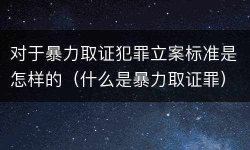 对于暴力取证犯罪立案标准是怎样的（什么是暴力取证罪）