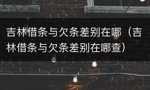 吉林借条与欠条差别在哪（吉林借条与欠条差别在哪查）
