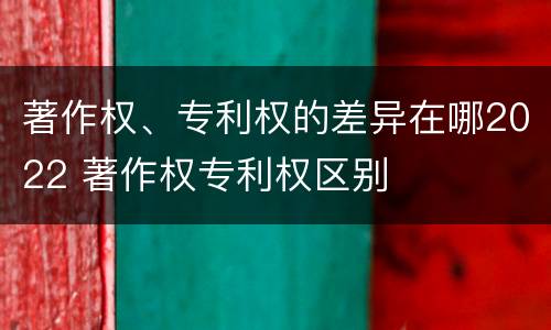 著作权、专利权的差异在哪2022 著作权专利权区别