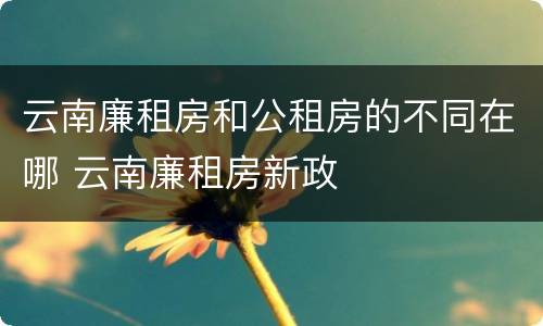 云南廉租房和公租房的不同在哪 云南廉租房新政