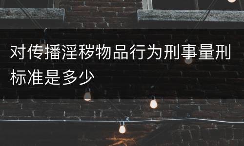 对传播淫秽物品行为刑事量刑标准是多少