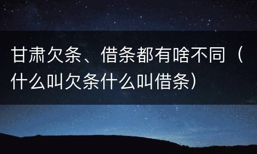 甘肃欠条、借条都有啥不同（什么叫欠条什么叫借条）