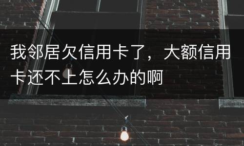 我邻居欠信用卡了，大额信用卡还不上怎么办的啊