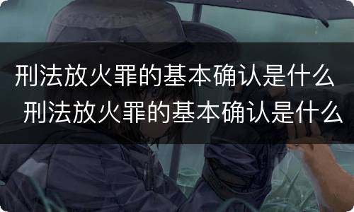 刑法放火罪的基本确认是什么 刑法放火罪的基本确认是什么