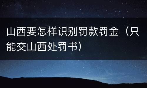 山西要怎样识别罚款罚金（只能交山西处罚书）