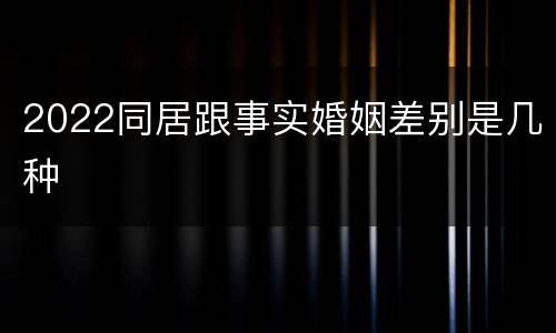 2022同居跟事实婚姻差别是几种