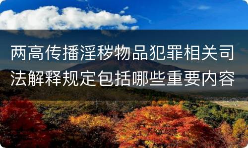 两高传播淫秽物品犯罪相关司法解释规定包括哪些重要内容