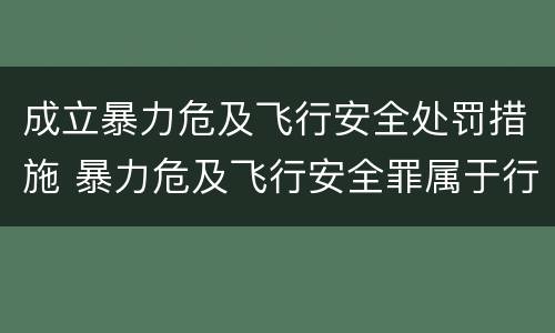 成立暴力危及飞行安全处罚措施 暴力危及飞行安全罪属于行为犯