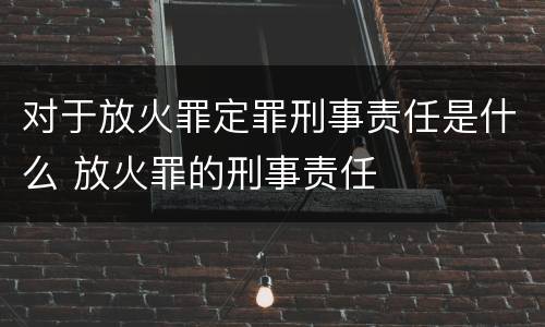 对于放火罪定罪刑事责任是什么 放火罪的刑事责任