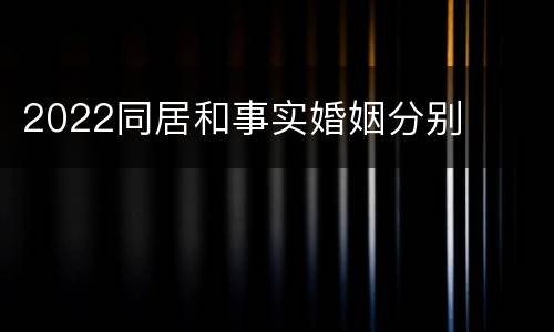 2022同居和事实婚姻分别