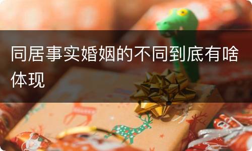 同居事实婚姻的不同到底有啥体现