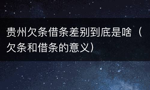 贵州欠条借条差别到底是啥（欠条和借条的意义）