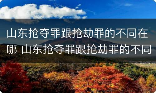 山东抢夺罪跟抢劫罪的不同在哪 山东抢夺罪跟抢劫罪的不同在哪里