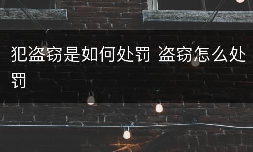 犯盗窃是如何处罚 盗窃怎么处罚