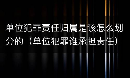 单位犯罪责任归属是该怎么划分的（单位犯罪谁承担责任）