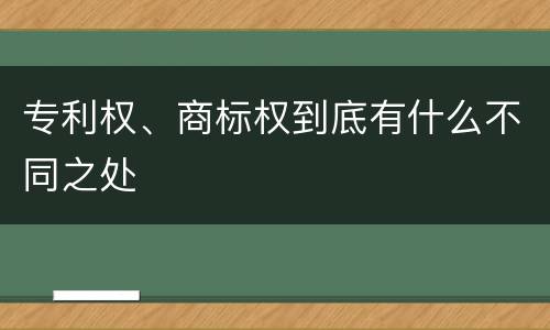专利权、商标权到底有什么不同之处