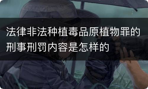 法律非法种植毒品原植物罪的刑事刑罚内容是怎样的