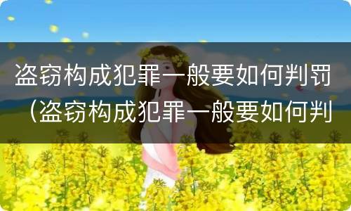 盗窃构成犯罪一般要如何判罚（盗窃构成犯罪一般要如何判罚呢）