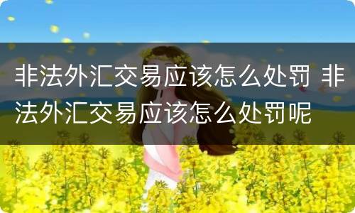 非法外汇交易应该怎么处罚 非法外汇交易应该怎么处罚呢
